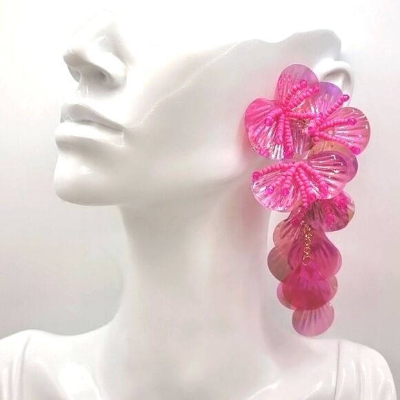 New C&C California Shell flower bead tropical earrings - Picture 3 of 11